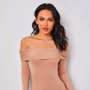 Shein Off Shoulder Ruched Bodysuit XS